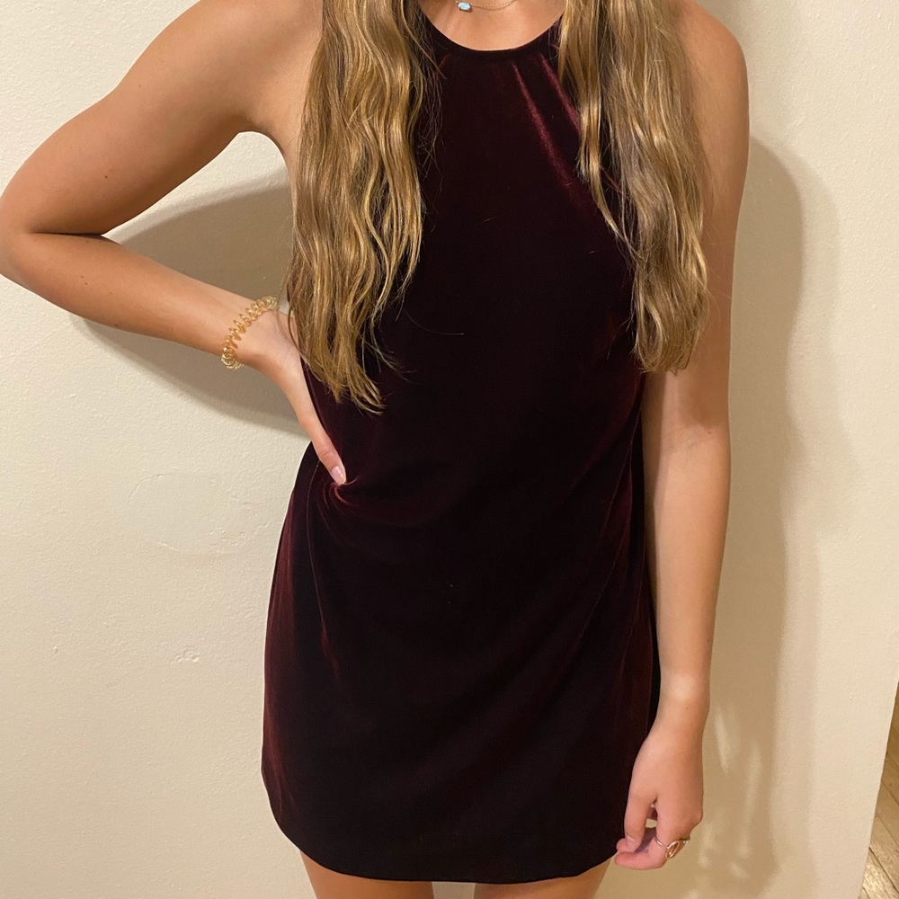 Wine Velvet Mini Dress